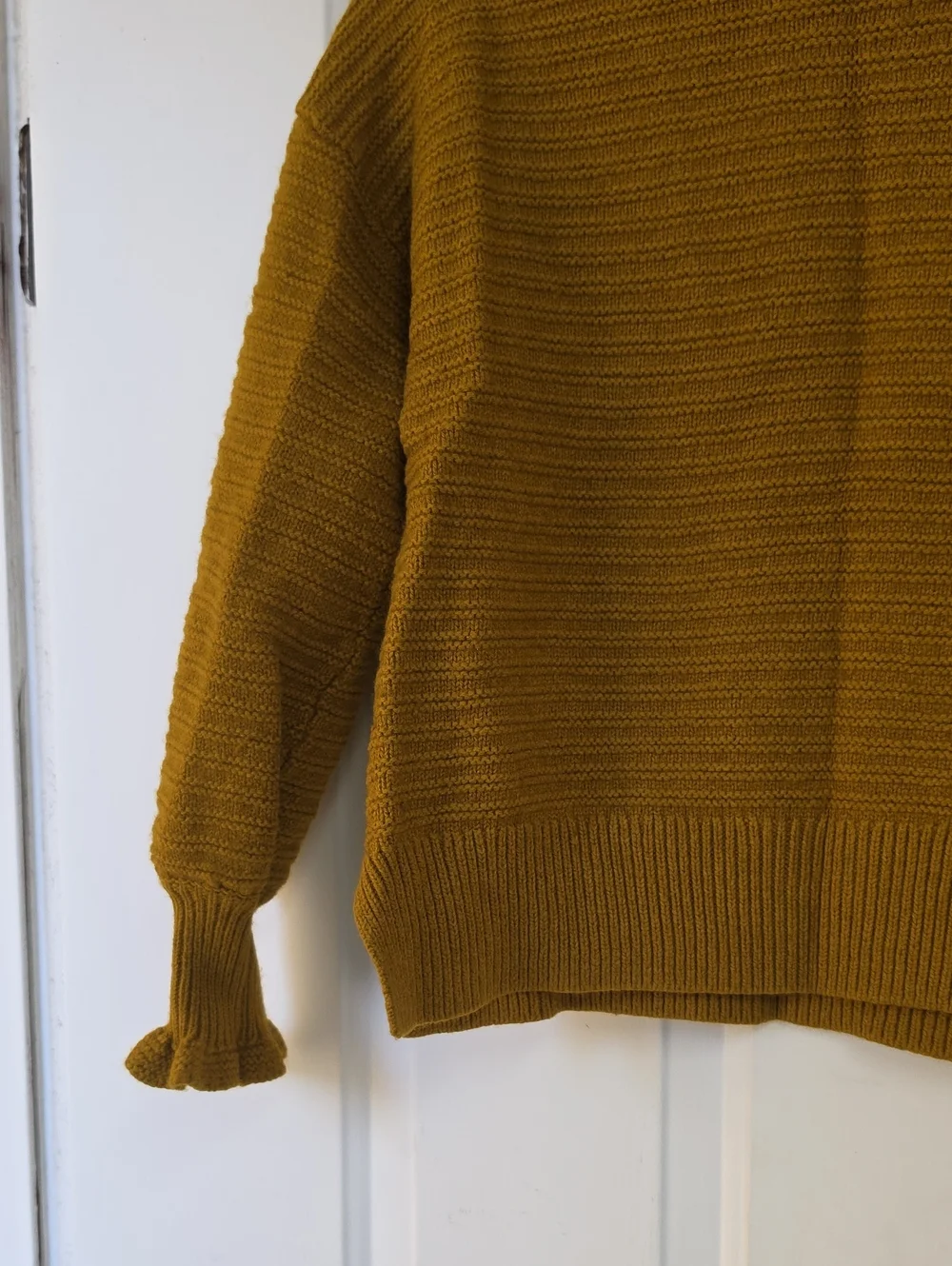 MADEWELL  Ruffle Merino Wool Blend Sweater Gold